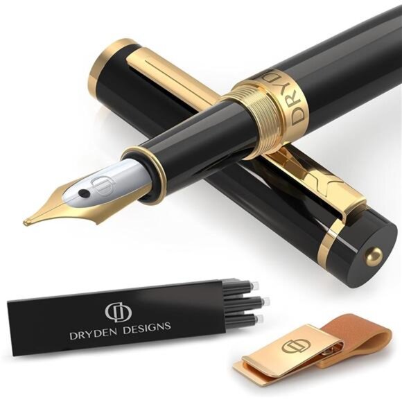 Fountain Pen and Notebook Clips - Intense Black - Medium Nib - - Picture 1 of 16